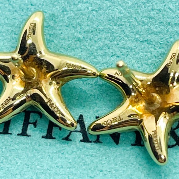 Tiffany & Co. 18K Gold Elsa Peretti 12mm Starfish Earrings (One Back Missing) - Picture 7 of 15